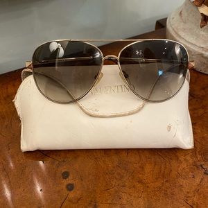 Valentino Rockstud Gold Aviator Sunglasses